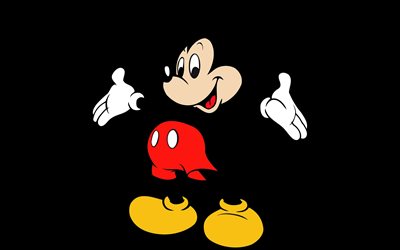 Mickey Mouse, 4k, minimal, cartoon animal, Disney