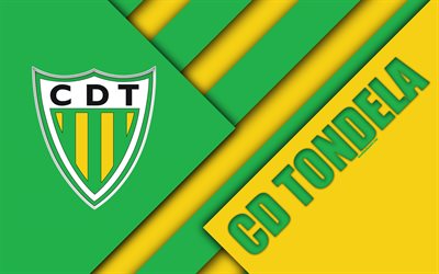 CD Tondela, Portekiz Futbol Kul&#252;b&#252;, 4k, logo, malzeme tasarım, sarı yeşil soyutlama, Ilk Lig, Tondela, Portekiz, futbol, Spor Toto S&#252;per Lig