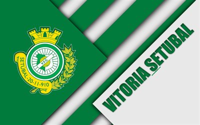 Vitoria Setubal FC, Portuguese football club, 4k, Vitoria logo, material design, white green abstraction, Primeira Liga, Set&#250;bal, Portugal, football, Premier League