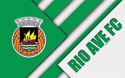Rio Ave FC, Portuguese football club, green abstraction, 4k, logo, material design, Primeira Liga, Vila do Condi, Portugal, football, Premier League