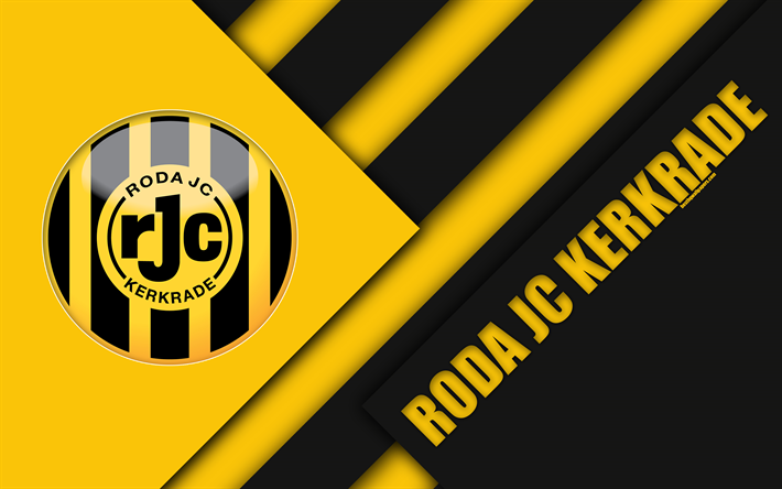 Roda JC Kerkrade FC, emblem, 4k, material och design, Holl&#228;ndsk fotboll club, gul svart uttag, Eredivisie, Kerkrade, Nederl&#228;nderna, fotboll