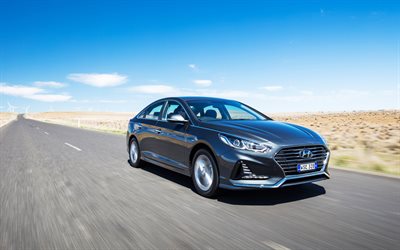 4k, Hyundai Sonata, strada, 2018 automobili, nuovo Sonata, il motion blur, coreano auto, Hyundai