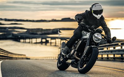 4k, Husqvarna Vitpilen 701, pilota, moto sportiva, 2018, la moto, la strada, superbike, Husqvarna