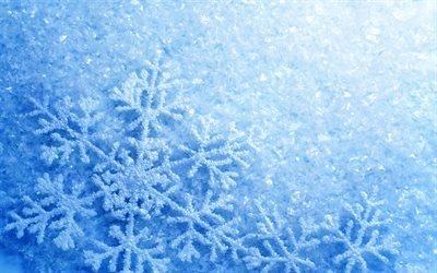 snow, snowflakes, winter, blue background with snowflakes, snow texture, blue winter background