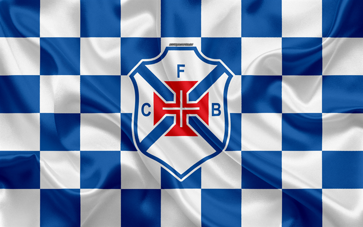 CF Os Belenenses, 4k, logotipo, creativo, arte, azul, blanco de la bandera a cuadros, el portugu&#233;s, el club de f&#250;tbol de la Primeira Liga, la Liga de NOS, el emblema, la seda textura, Lisboa, Portugal, el f&#250;tbol, el Belenenses FC, Os Belene