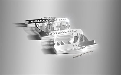 Birmingham City FC, 3D-ter&#228;s logo, Englannin football club, 3D-tunnus, Birmingham, Englanti, UK, Birmingham FC metalli-tunnus, Mestaruus, jalkapallo, creative art