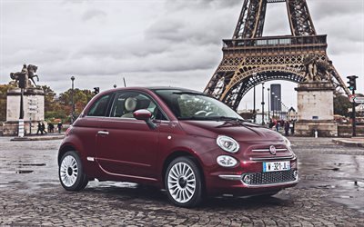 Fiat 500, street, 2018 autoja, Pariisi, tuning, Repetto, kompakti autoja, violetti Fiat 500, Fiat