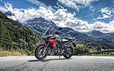 2019, Yamaha Tracer 900GT, 4k, sportive Giapponesi, esterno, paesaggio di montagna, Giapponese nuova moto, Yamaha