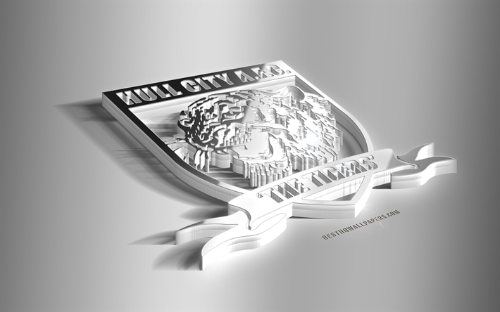Hull City AFC, 3D-ter&#228;s logo, Englannin football club, 3D-tunnus, Kingston upon Hull, Englanti, UK, Derby Hull City metalli-tunnus, Mestaruus, jalkapallo, luova 3d art