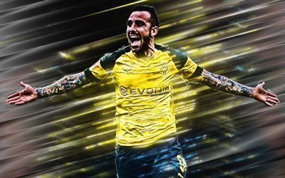 Paco Alcacer, Spanish football player, striker, portrait, art, Borussia Dortmund, BVB, Bundesliga, Germany, football