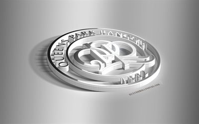Queens Park Rangers FC, QPR, 3D-st&#229;l logotyp, Engelska football club, 3D-emblem, Hammersmith, England, STORBRITANNIEN, QPR FC metall emblem, M&#228;sterskapet, fotboll, 3d-konst