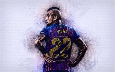 Arturo Vidal, futbol yıldızları, FC Barcelona, UEFA, futbol, &#231;izim Arturo Vidal, Barca, İspanyol kul&#252;b&#252;, Şilili futbolcular