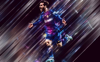 Lionel Messi, Argentinian footballer, striker, Catalan football club, Barcelona FC, line style, goals, football star, La Liga, Messi, Spain, football, art