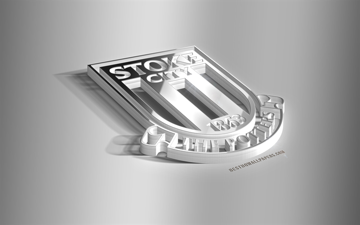 Stoke City FC, 3D steel logo, English football club, 3D emblem, Stoke-on-Trent, England, United Kingdom, Stoke City metal emblem, Championship, football, creative 3d art