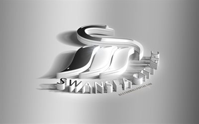 Swansea City AFC, 3D acier logo, Gallois, club de football, 3D embl&#232;me, Swansea, Angleterre, royaume-Uni, Swansea FC m&#233;tal, embl&#232;me du Championnat, football, creative art 3d
