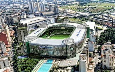 4k, Allianz Park, HDR, Palme, Stadio, veduta aerea, calcio, Palestra Italia Arena, stadio di calcio, il Palmeiras arena, Brasile