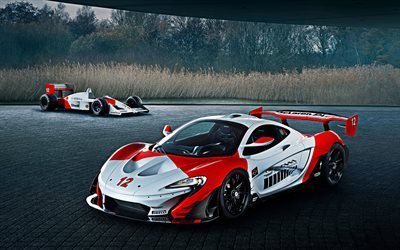McLaren P1 GTR Senna, 2018, racing cars, tuning P1, white red supercars, Brazilian flag, British sports cars, McLaren Ultimate Series