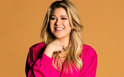 Kelly Clarkson, american singer, portrait, pink dress, photoshoot, smile, popular singer