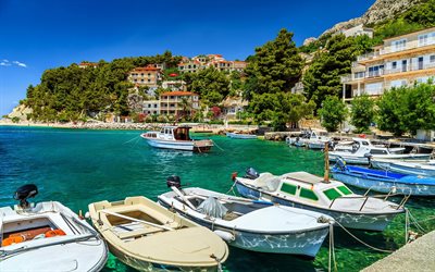 Brela, en la ribera de Makarska, Mar Adri&#225;tico, resort, costa del Adri&#225;tico, el turismo, los viajes a Croacia, marina, Croacia