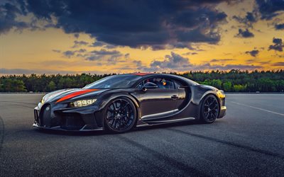 Bugatti Chiron Super Sport, 4k, hypercars, 2019 voitures, supercars, noir Chiron, Bugatti