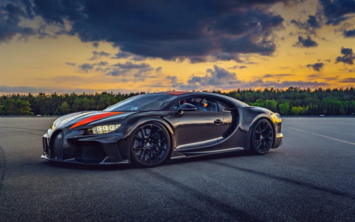 Bugatti Chironスーパースポーツ, 4k, hypercars, 2019両, ウ, 黒Chiron, Bugatti