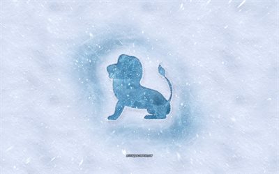 Leo bur&#231;, kış kavramlar, doku, kar, arka plan, Leo işareti, kış sanat, Leo