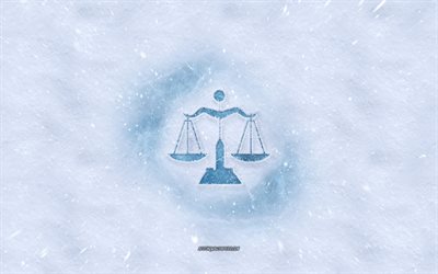 Libra zodiac sign, winter concepts, snow texture, snow background, Libra sign, winter art, Libra