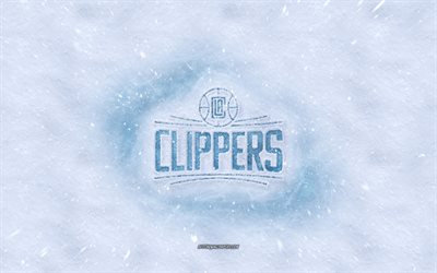Los Angeles Clippers logo, American basketball club, winter concepts, NBA, Los Angeles Clippers ice logo, snow texture, Los Angeles, California, USA, snow background, Los Angeles Clippers, basketball