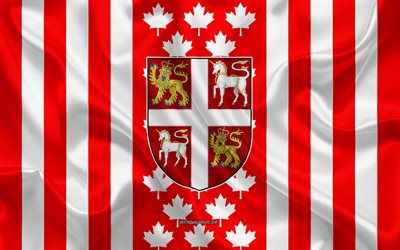 Coat of arms of Newfoundland and Labrador, Canadian flag, silk texture, Newfoundland and Labrador, Canada, Seal of Newfoundland and Labrador, Canadian national symbols