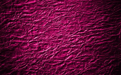 4k, 紫革の質感, 革パターン, 皮革, 紫色の背景, 革の背景, マクロ, 革, 紫革の背景