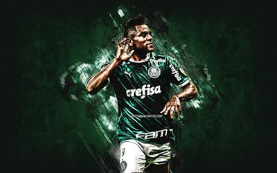 Miguel Borja, Colombian footballer, SE Palmeiras, green stone background, football, Serie A, Brazil, creative green background, Palmeiras