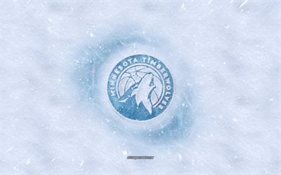 Minnesota Timberwolves logo, American basketball club, winter concepts, NBA, Minnesota Timberwolves ice logo, snow texture, Minneapolis, Minnesota, USA, snow background, Minnesota Timberwolves, basketball