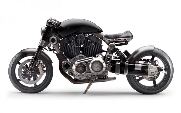Confedera&#231;&#227;o X132 Hellcat Combate, vista lateral, motocicleta preto, exterior, americana de motocicletas