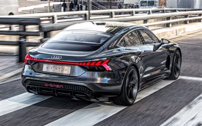 2021, Audi e-tron GT, rear view, sports coupe, new gray e-tron GT, electric cars, German cars, Audi