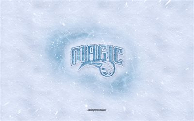 Orlando Magic logo, American basketball club, winter concepts, NBA, Orlando Magic ice logo, snow texture, Orlando, Florida, USA, snow background, Orlando Magic, basketball