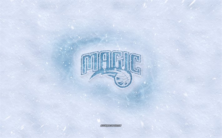 Orlando Magic logo, American club di pallacanestro, inverno concetti, NBA, Orlando Magic ice logo, neve texture, Orlando, Florida, USA, neve, sfondo, Orlando Magic basket