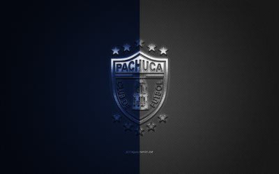 CF Pachuca, Mexican football club, Liga MX, blue logo, blue carbon fiber background, football, Pachuca de Soto, Mexico, CF Pachuca logo