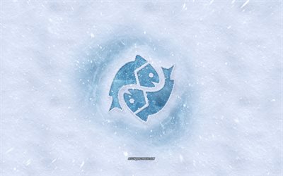 Pisces zodiac sign, winter concepts, snow texture, snow background, Pisces sign, winter art, Pisces
