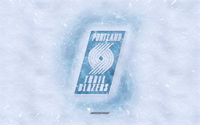 Portland Trail Blazers logo, American basketball club, winter concepts, NBA, Portland Trail Blazers ice logo, snow texture, Portland, Oregon, USA, snow background, Portland Trail Blazers, basketball