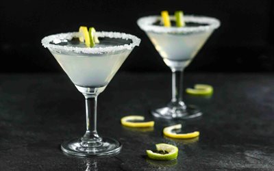Martini tonic Cocktail, 4k, bokeh, glass with drink, cocktails, Martini tonic, Glass with Martini tonic