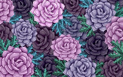 violetti ruusut rakenne, retro taustat, kukka retro tekstuuri, violetti kukka tausta