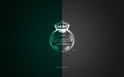 Santos Laguna, Mexican football club, Liga MX, white green logo, white green carbon fiber background, football, Torreon, Mexico, Santos Laguna logo