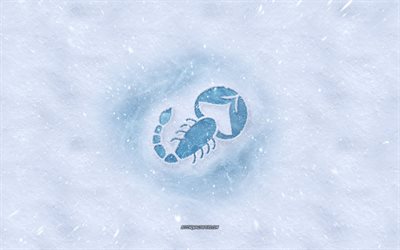 Scorpion zodiac sign, winter concepts, snow texture, snow background, Scorpion sign, winter art, Scorpion