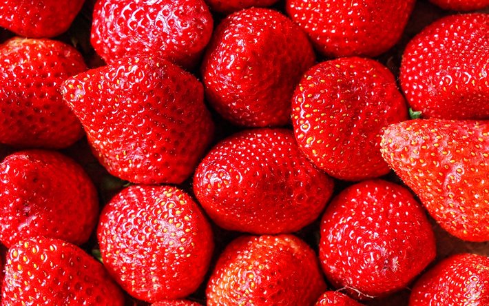 ダウンロード画像 完熟いちご, マクロ, いちご, 赤い実, イチゴの背景 