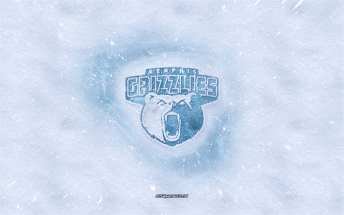 Memphis Grizzlies logo, Amerikan basketbol kul&#252;b&#252;, kış kavramlar, NBA, Memphis Grizzlies buz logo, kar dokusu, Memphis, Tennessee, ABD, kar, arka plan, Memphis Grizzlies, basketbol