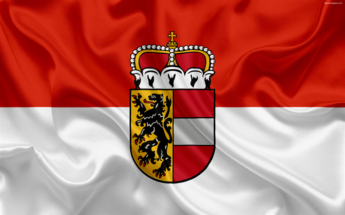 flagge von salzburg, bundesland, &#246;sterreich landet, administrative teilung von &#246;sterreich, symbolik, salzburg, &#246;sterreich, seide textur, 4k