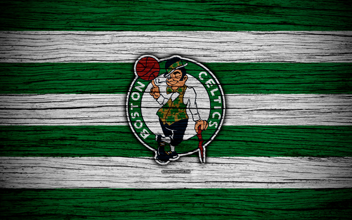 4k, Boston Celtics NBA, di legno, texture, basket, Eastern Conference, USA, emblema, il basket club, Boston Celtics, logo