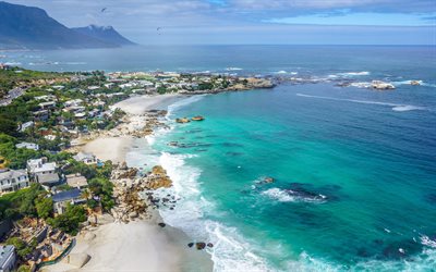 Clifton Kumsallarıyla, 4k, sahil, ocean, Cape Town, G&#252;ney Afrika, Afrika
