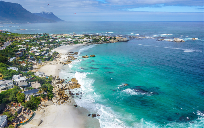 Clifton Plages, 4k, la c&#244;te, l&#39;oc&#233;an, le Cap, afrique du Sud, Afrique