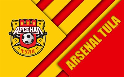 Arsenal Tula FC, 4k, design de material, amarelo vermelho abstra&#231;&#227;o, logo, Russo futebol clube, Tula, R&#250;ssia, futebol, Russian Premier League